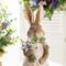 Glitzhome® 15.5" Easter Resin Bunny Girl with Flowers Table Decor